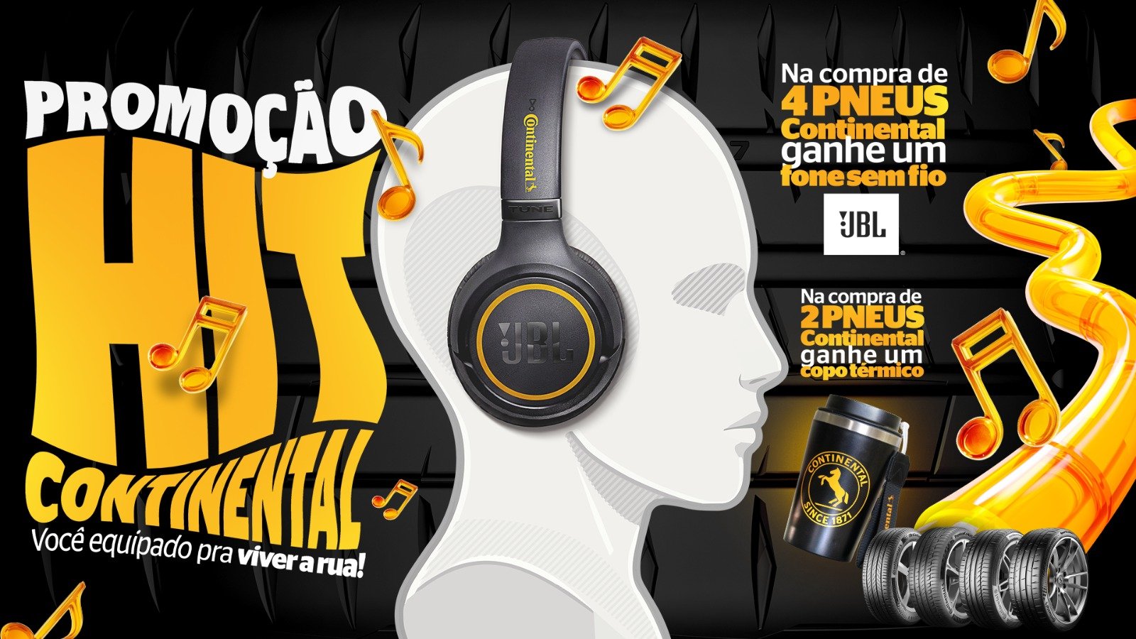 Promoção Hit Continental - compre pneus Continental e ganhe fone JBL ou copo térmico